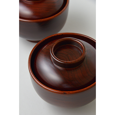 「No.22　黒田辰秋　溜漆欅大平椀（五客） / KURODA Tatsuaki　A set of 5 bowls, Zelkova tree」の写真　その5