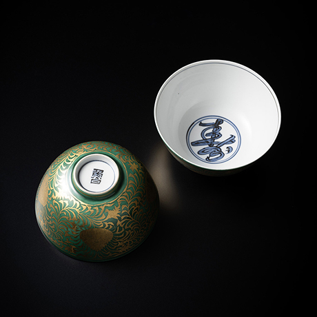 「No.36　青金襴手向付　六人 / A set of 6 deep bowls, gold leaf decoration on green enamel」の写真　その4