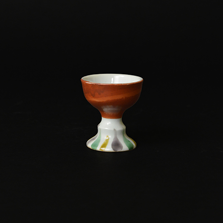 「19. 赤呉須雁木文馬上杯 / Stemmed sake cup with Gangi motif, Overglaze red enamel」の写真　その2