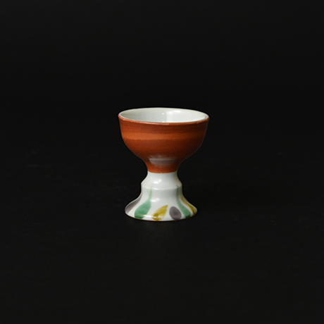 「19. 赤呉須雁木文馬上杯 / Stemmed sake cup with Gangi motif, Overglaze red enamel」の写真　その3