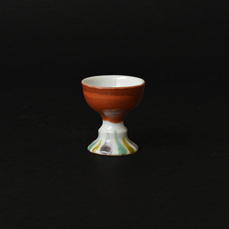 「19. 赤呉須雁木文馬上杯 / Stemmed sake cup with Gangi motif, Overglaze red enamel」の写真　その4